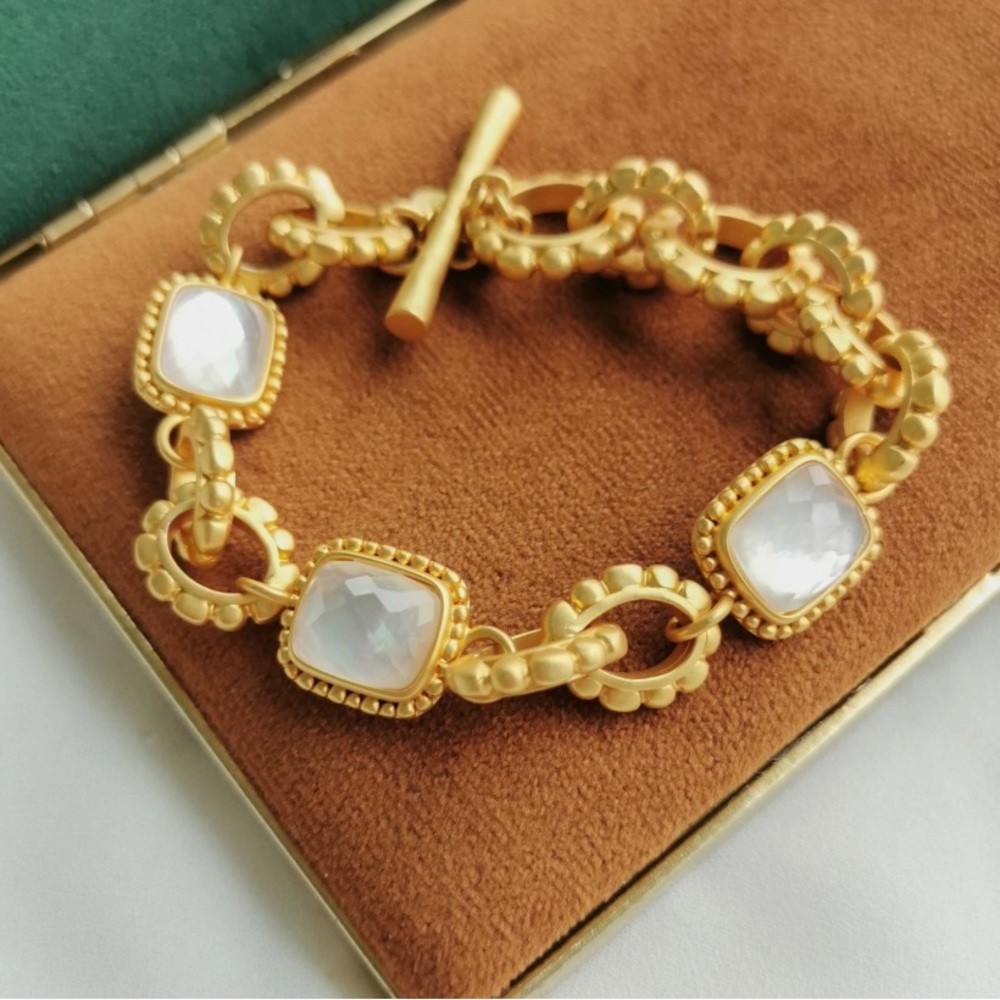 Julie Vos Gold Marbella White Crystal Bracelet